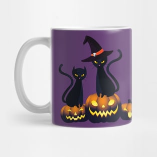 Halloween Spooky Pumpkins Black Cat and Happy Fall Season Autumn Vibes Mug